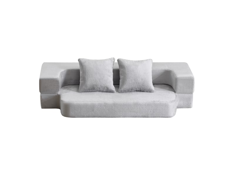  Canapé convertible 2 places pliable pour couchage d’appoint  - mousse mémoire, tissu gris clair  - Conforama A