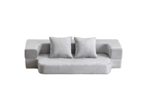 Canapé convertible 2 places pliable pour couchage d’appoint - mousse mémoire, tissu gris clair