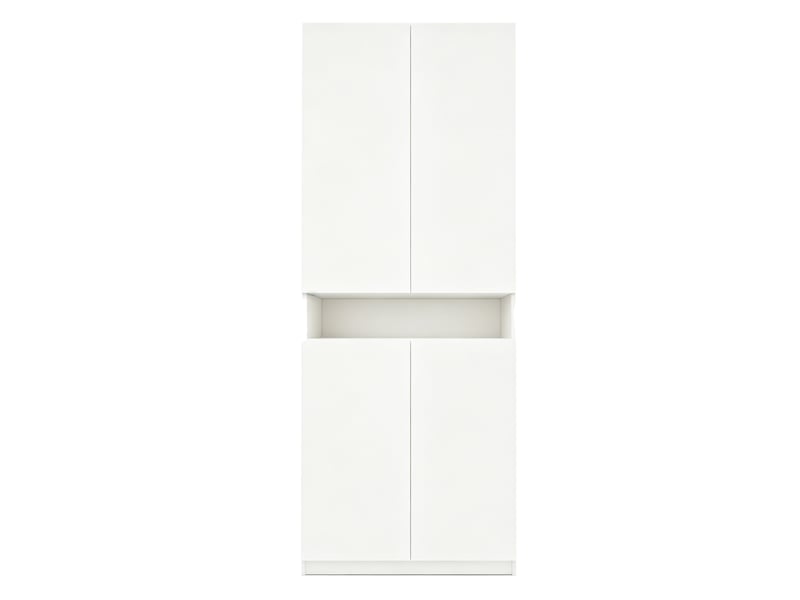  Armoire 70x55x180 cm blanche avec penderie, rangements et éclairage led  - Conforama A
