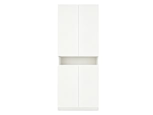 Armoire 70x55x180 cm blanche avec penderie, rangements et éclairage led
