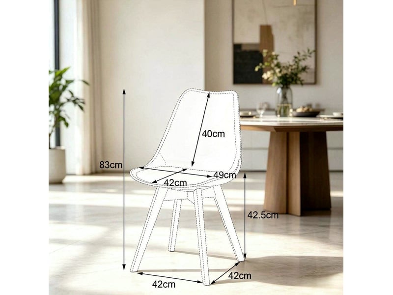  Lot de 4 chaises de salle à manger 42x42x83 cm – gris – assise en simili cuir et pieds en bois  - Conforama E