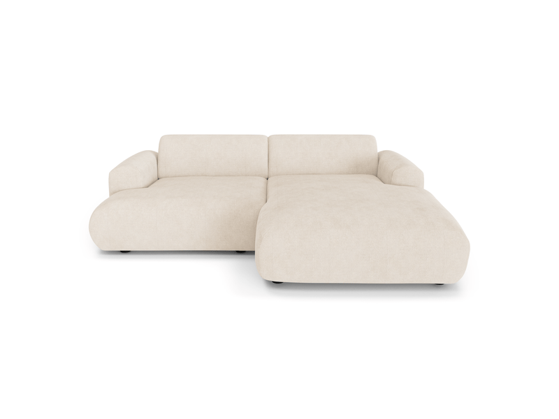 Canapé d'angle droit 4 places velours côtelé crème 266cm MYRA - Conforama