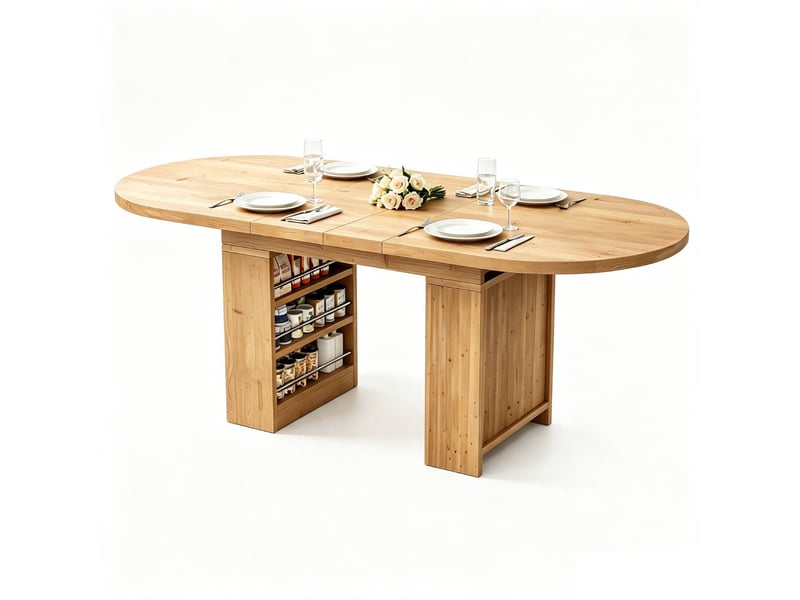  Table à manger extensible 150-200 x 90 cm, 6-8 personnes, rangement, plateau épais, chêne Jamama eleni - Conforama A