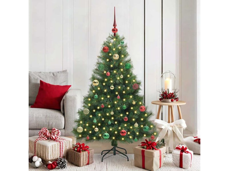  Sapin de noël artificiel, arbre de noël avec 150 led vert 150 cm pe et pvc shl582  - Conforama B