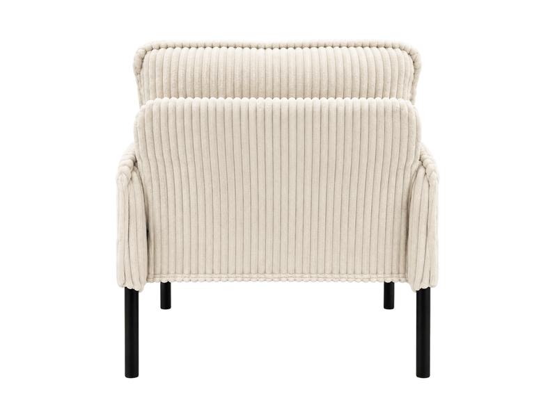 Fauteuil de salon - fauteuil 1 place en velours tricoté avec accoudoirs et poches latérales, petit fauteuil rembourré, beige - Conforama A