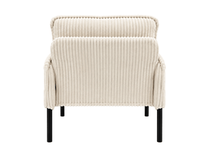 Fauteuil de salon - fauteuil 1 place en velours tricoté avec accoudoirs et poches latérales, petit fauteuil rembourré, beige