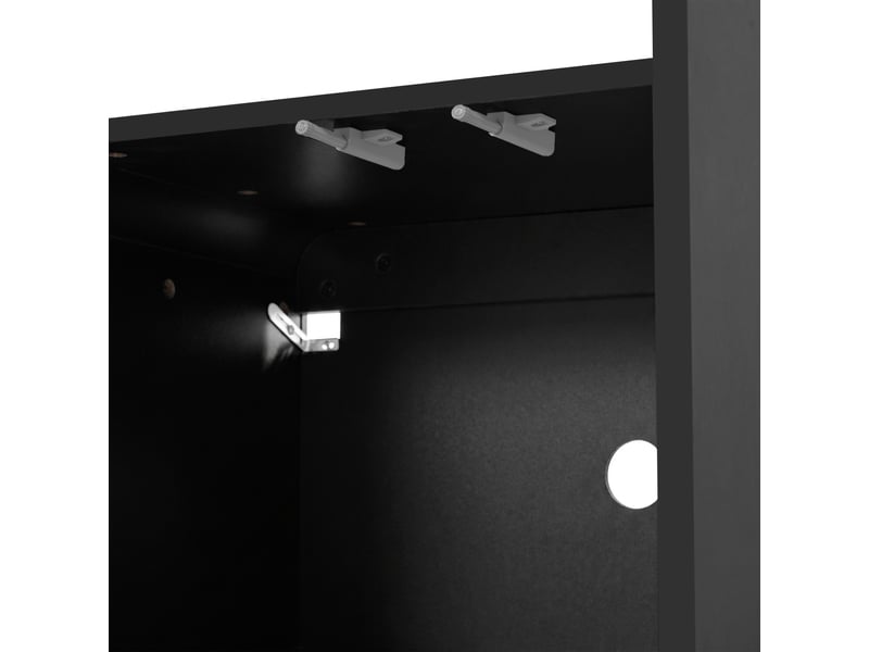  Meuble tv noir 180 cm avec rangements 4 portes 2 tiroirs design minimaliste bords arrondis  - Conforama W