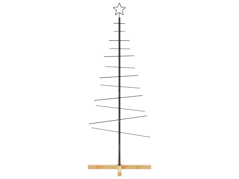  Sapin de noël - arbre de noël en métal avec base en bois noir 150 cm  - Conforama C