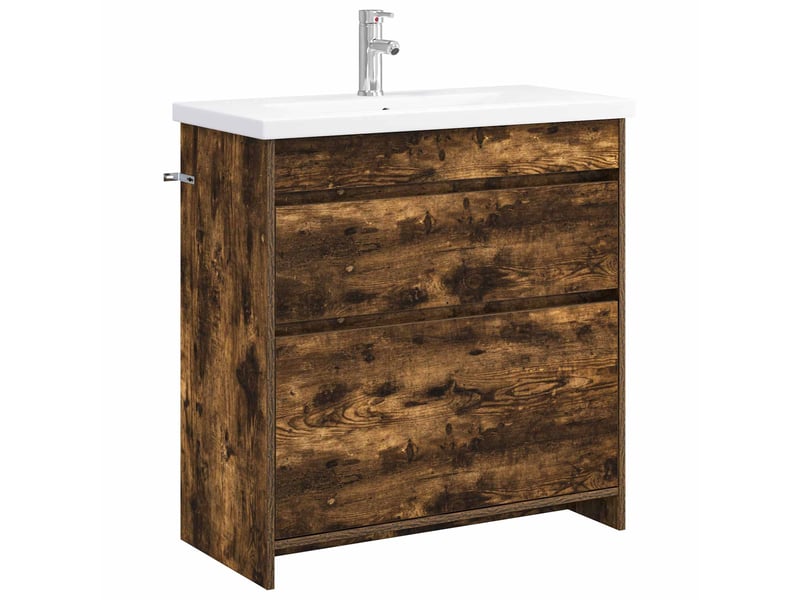  Ensemble de mobilier de salle de bain chêne fumé shl8175  - Conforama A