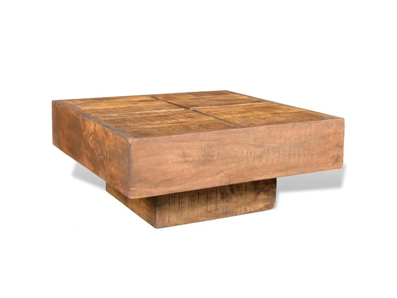  Table basse | table d'appoint salon carrée marron bois massif de manguier  - Conforama C