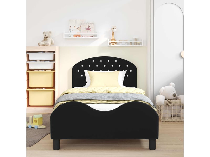 Cadre de lit pour enfants - lit jeune avec tête de lit noir 80 x 200 cm - Conforama C