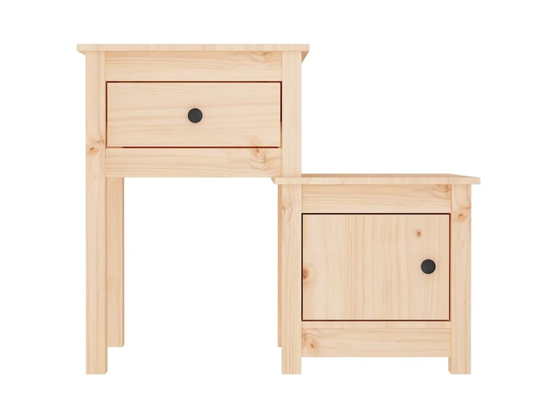  Lot de 2 tables de chevet - cabinet de chevet - table de nuit 79,5x38x65,5 cm bois de pin massif  - Conforama D