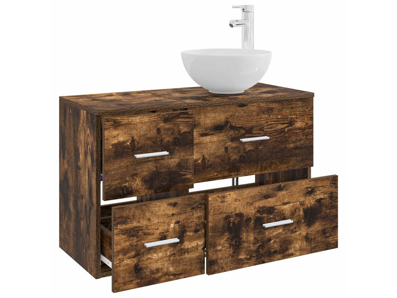  Ensemble de mobilier de salle de bain 2 pcs chêne fumé shl5171  - Conforama C