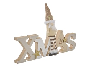 Mot décoratif en bois noël gnome l. 30 cm