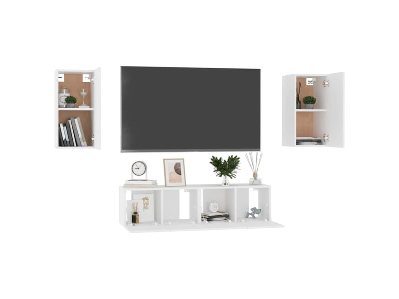  Ensemble de meubles tv 4 pcs blanc bois d'ingénierie shl71012  - Conforama C
