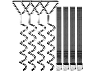 Piquets d’ancrage spirales sangles de serrage kit ancrage résistance 900kg acier inoxydable fixations pour trampoline sécurité