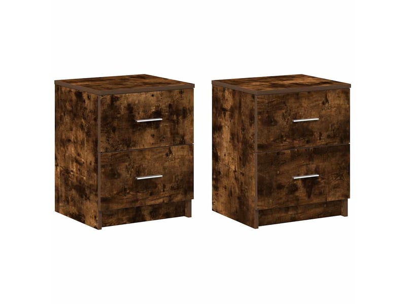  Lot de 2 tables de chevet - cabinet de chevet - table de nuit avec 2 tiroirs chêne fumé 40x36x50 cm  - Conforama A