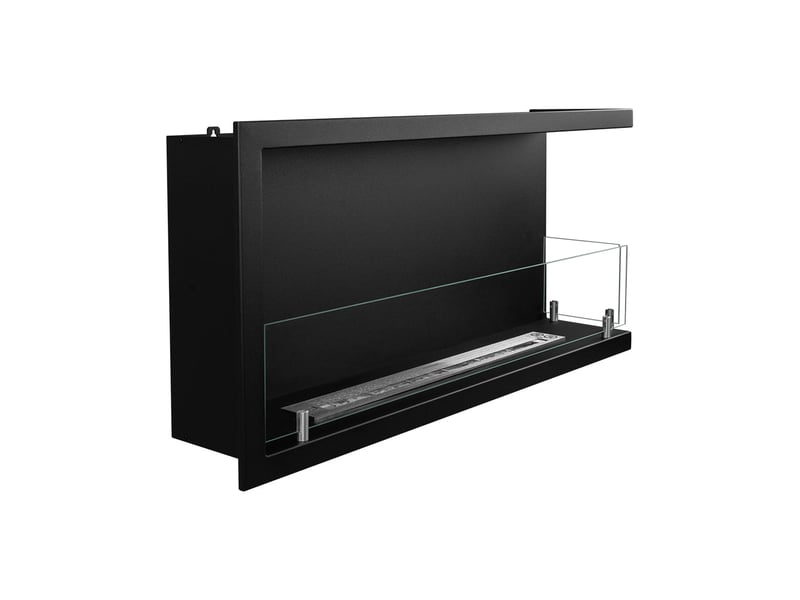  Sutri 90 - cheminée d'angle droite encastrable au bioéthanol 90x45x22,4 cm avec brûleur en acier de 1,5 litre  - Conforama E