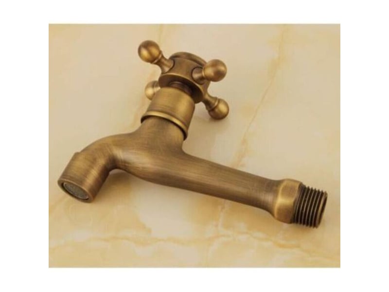 Robinet mural vintage à eau froide – laiton – valve céramique – diamètre entrée 2 cm – longueur 15 cm – pour salle de bain et extérieur ERFDS-GXD00352-LSY - Conforama B