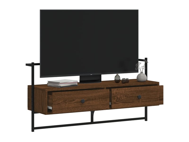  Meuble tv - banc tv - meuble de rangement mural chêne marron 100,5x30x51 cm bois d'ingénierie  - Conforama C