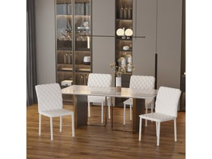 Lot de 4 chaises rembourrées pour salle à manger avec revêtement en similicuir blanc dimensions 41x50x91 cm
