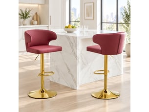 tabouret de bar assise réglable en hauteur  <strong>STILVORA</strong>  - rouge hauteur d'assise 85 cm vendu Par paire