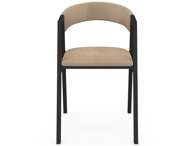  Lot de 4 chaises camille en métal noir et velours taupe avec accoudoirs  - Conforama C