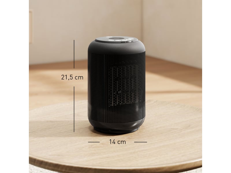  Chauffage d'appoint céramique ptc, radiateur soufflant 1500 w, oscillation 50°, noir  - Conforama R