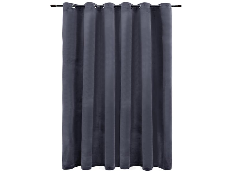  Rideau occultant, rideau black-out et anneaux métal velours anthracite 290x245 cm cf43980  - Conforama A