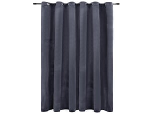 Rideau occultant, rideau black-out et anneaux métal velours anthracite 290x245 cm cf43980