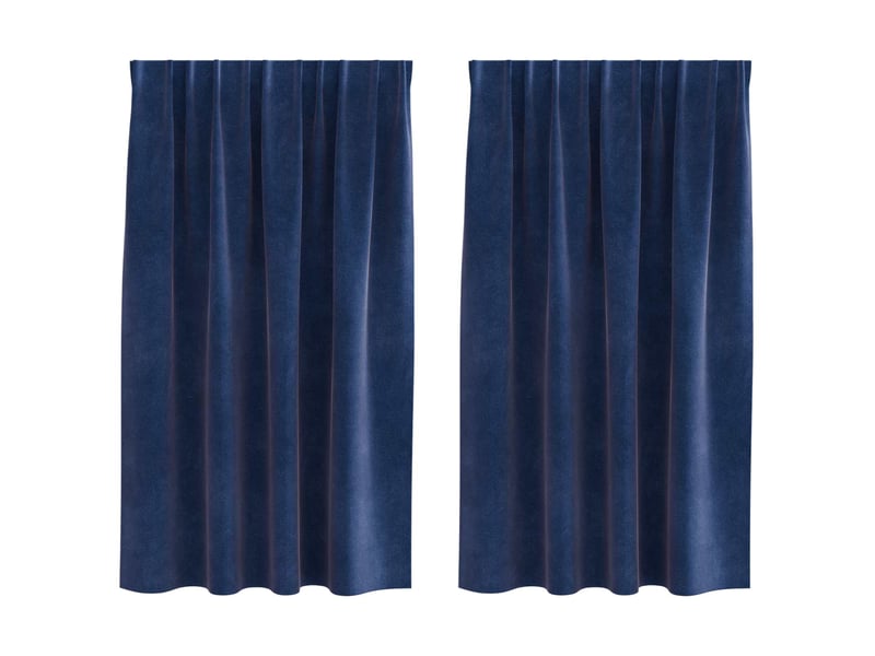 Lot de 2 rideaux, rideaux de fenêtre bleu foncé 140 x 175 cm velours cf43988 - Conforama A