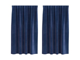 Lot de 2 rideaux, rideaux de fenêtre bleu foncé 140 x 175 cm velours cf43988