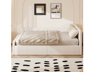 Lit avec rangement 140x200 cm <strong>ELVMI</strong> <strong></strong> coloris beige