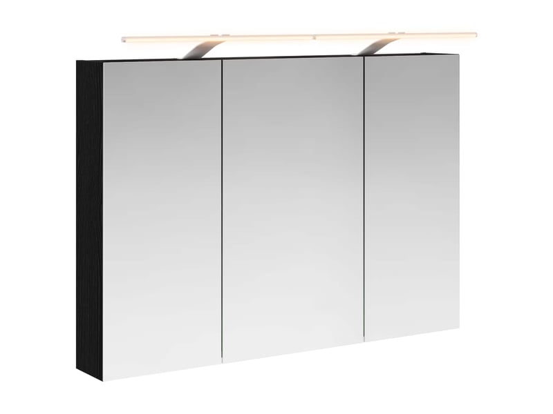  Amoire de salle de bain, meuble de salle de bain avec miroir chêne noir shl590  - Conforama A