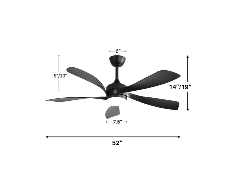  Ventilateur de plafond led 132cm silencieux moteur dc réversible, 6 vitesses, lumière dimmable 3 couleurs avec télécommande  - Conforama B
