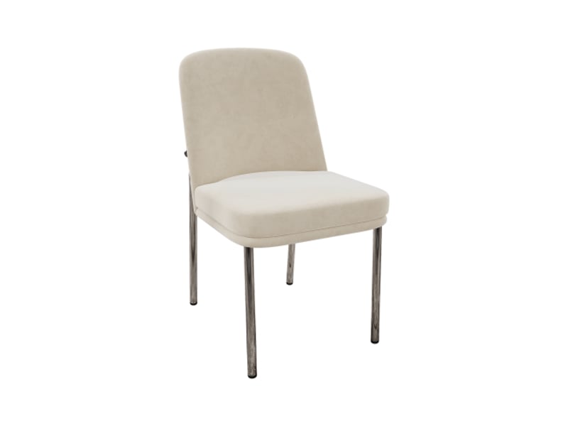  Lot de 6 chaises de salle à manger, chaises beiges avec assises rembourrées et pieds en métal argenté, en velours  - Conforama E