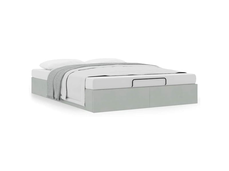  Lit double- lit adulte -  cadre de lit ottoman sans matelas gris clair 140x200 cm velours  - Conforama C