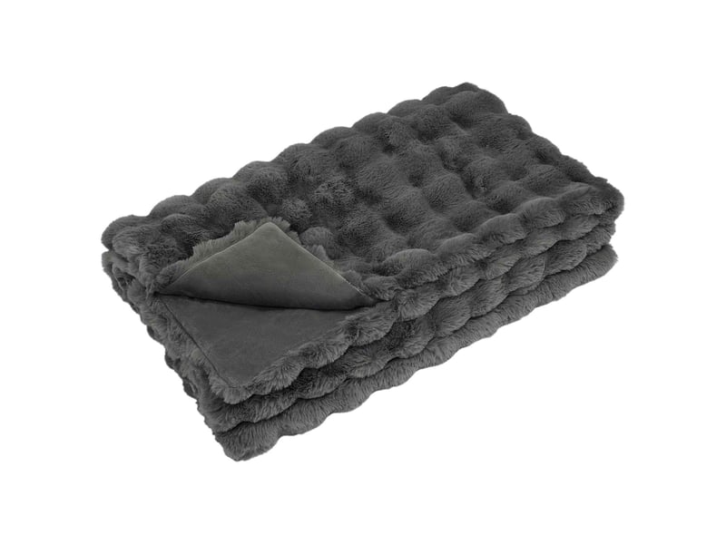  Couverture décorative, couverture antidérapante en fausse de lapin gris foncé shl32726  - Conforama A
