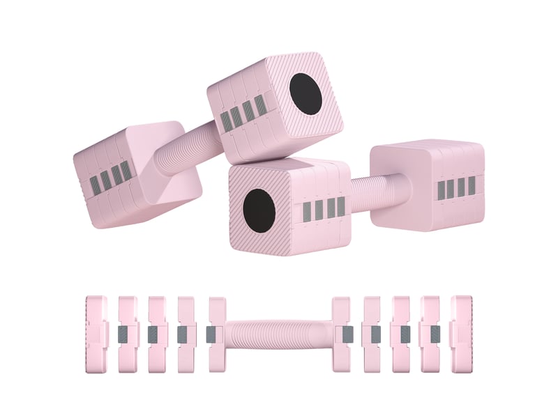  Ensemble d'haltères réglables 2 x 5 kg, paires d'haltères 1 kg2 kg3 kg4 kg5 kg avec poignée antidérapante, rose  - Conforama B
