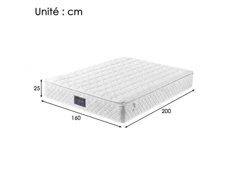  Matelas 160x200 ressorts ensachés 7 zones h3 ferme, épaisseur 25 cm, mousse à froid, anti-acariens, oeko-tex  - Conforama C