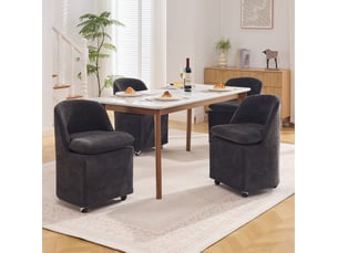 Lot de 2 chaise salle à manger 53x53,5x78,5 cm, roulettes, pivotante 360°, revêtement chenille gris, pour cuisine