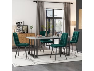 Lot de 4 chaises salle à manger 44x46x86 cm, velours vert, dossier haut, pieds en métal solides