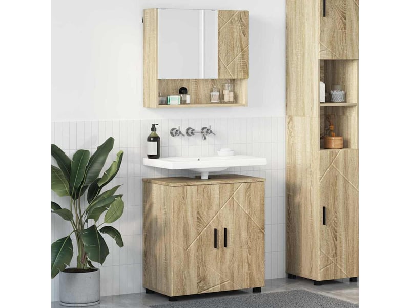  Ensemble de mobilier de salle de bain 2 pc chêne sonoma cf64116  - Conforama B