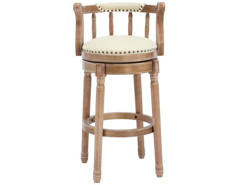  Tabouret de bar pivotant 54,8x54,8x96 cm avec dossier bois blanc  - Conforama A