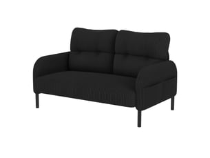 Canapé droit fixe 2 places en velours côtelé noir 120 × 75 × 79 cm avec poche latérale, pour votre salon