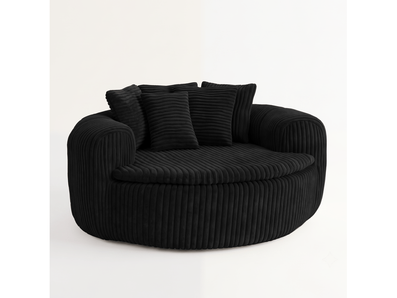 Fauteuil lounge 145*133*59 cm en velours côtelé avec 5 coussins noir chicfurn - Conforama A