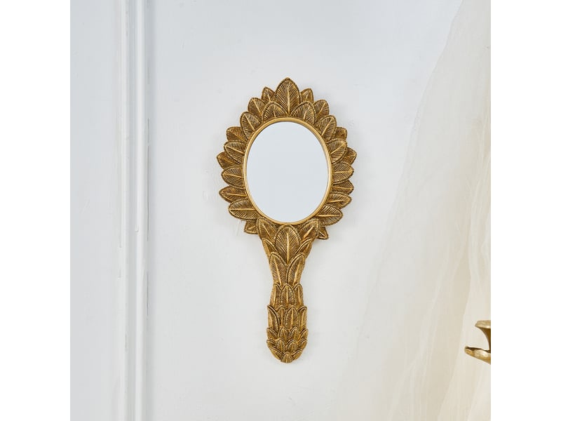  Miroir suspendu en résine avec motif de feuilles – miroir en relief de style européen – décoration bohème pour salon ou bureau – 23,5 x 11,5 cm  - Conforama D