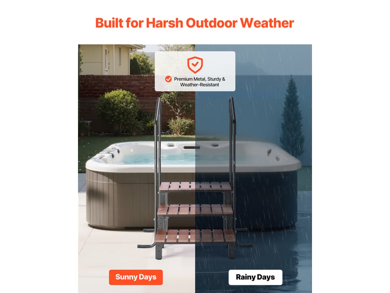  Vevor escalier de spa marchepied de piscine 640,08 mm à 3 marches avec rampe  - Conforama D