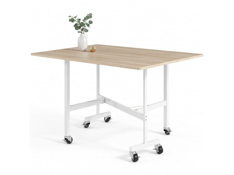 Table à manger pliante jusqu'à 6 personnes, 6 roues avec freins, pour petits espaces, chêne - Conforama A