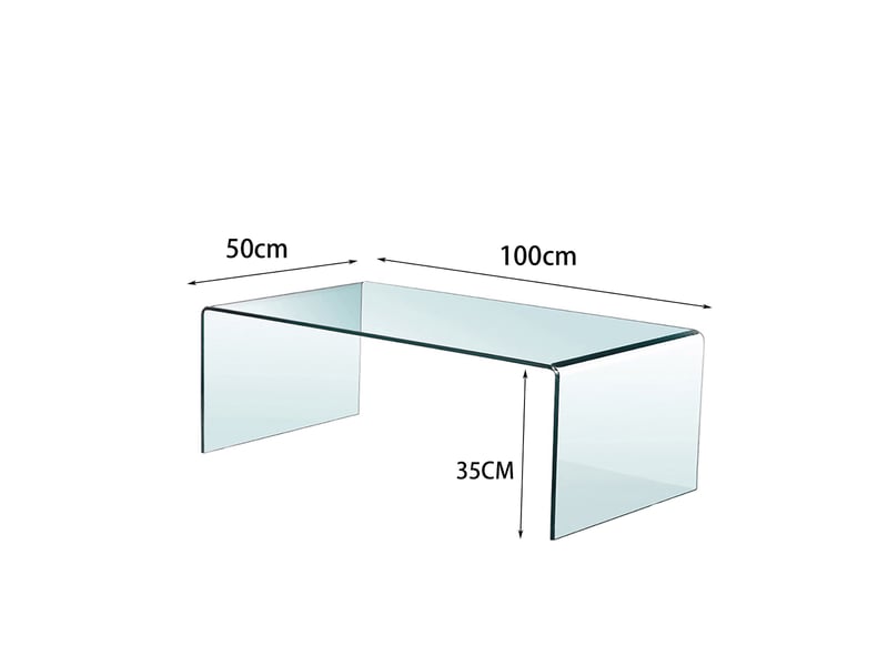  Table basse en verre trempé transparent avec plateau ouvert, pour salon, bureau et salle à manger, 100 × 50 × 35 cm  - Conforama D
